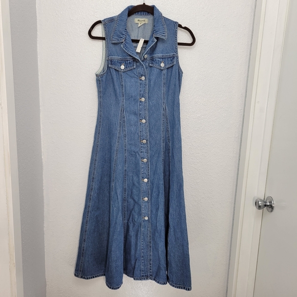 Madewell Pleated Midi Shirtdress in Billings Wash: Airy Denim Edition NU500 Sz 4 - Picture 5 of 8